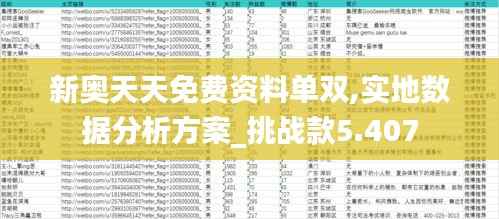 新奥天天免费资料单双,实地数据分析方案_挑战款5.407