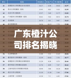 广东橙汁公司排名揭晓,市场影响力榜单重磅出炉!